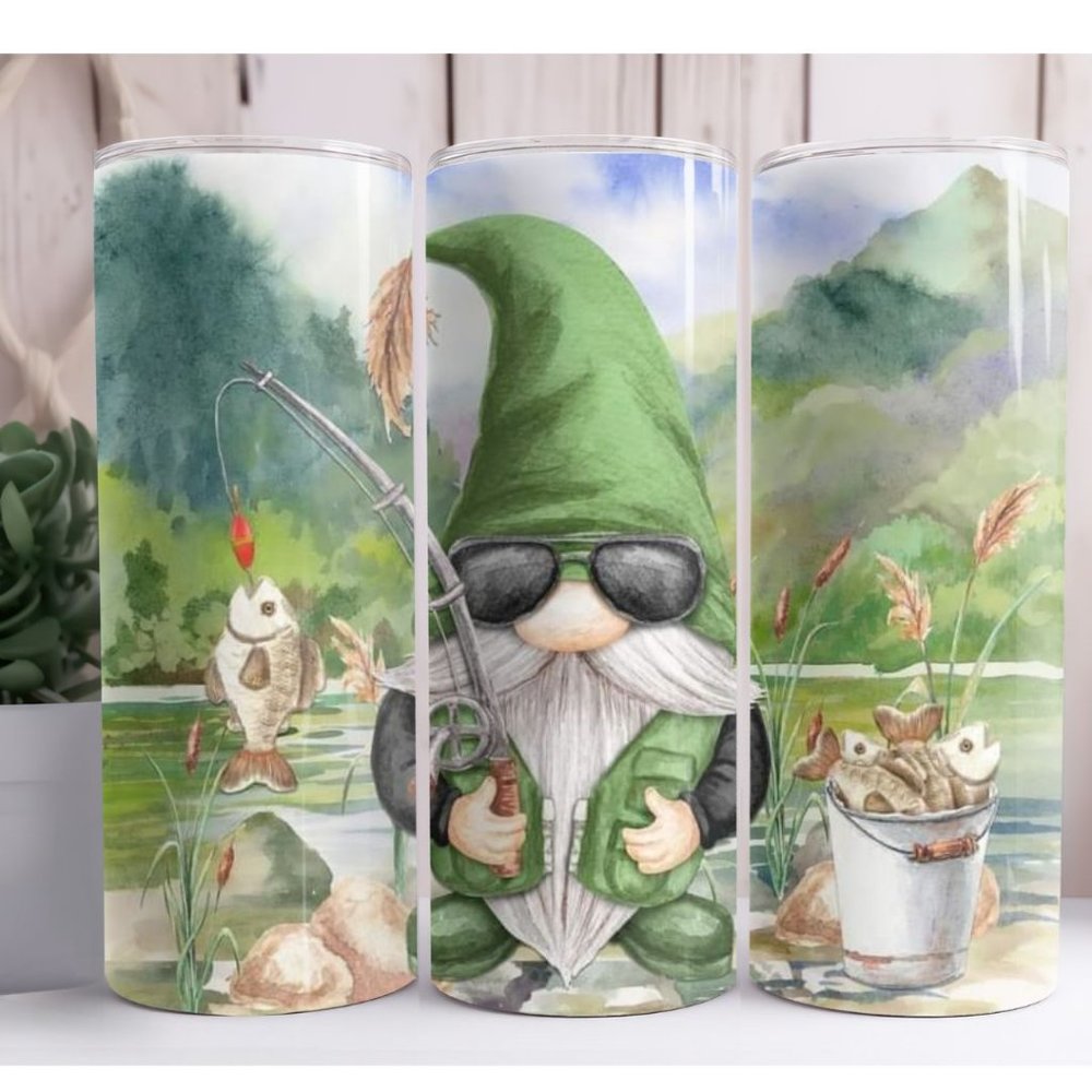 Gnome Fishing 20oz Skinny Tumbler Insulated Cup